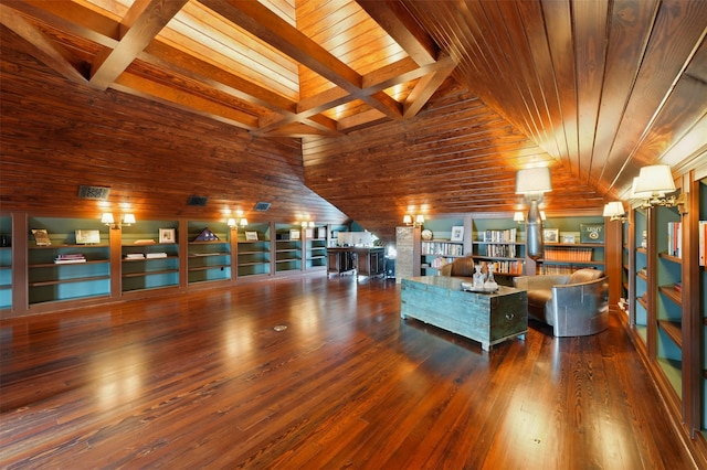 215 Bayland Ave, Houston, TX 77009 - living area with wood ceiling, wood finished floors, and beam ceiling