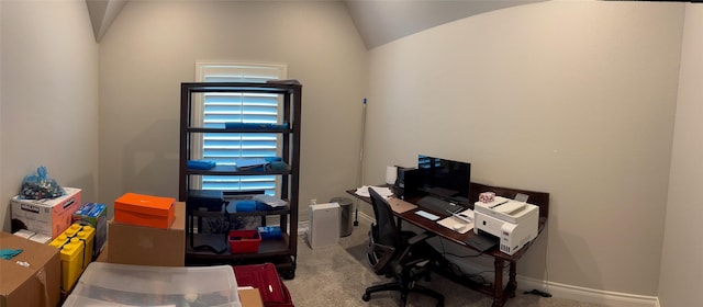 7010 Goldstrum Way, Katy, TX 77493 - carpeted office featuring vaulted ceiling and baseboards