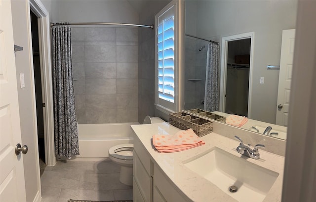 7010 Goldstrum Way, Katy, TX 77493 - full bathroom with toilet, vanity, shower / tub combo, and tile patterned flooring