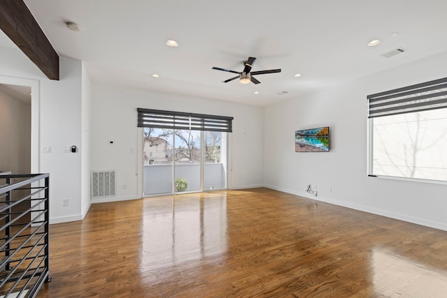 910 W 19th St Unit A, Houston, TX 77008 - spare room with a ceiling fan, recessed lighting, wood finished floors, a smoke detector, and baseboards