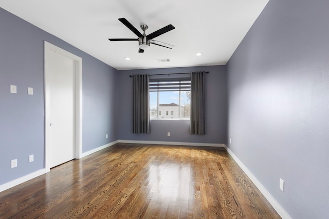 910 W 19th St Unit A, Houston, TX 77008 - empty room with ceiling fan, wood finished floors, baseboards, and recessed lighting