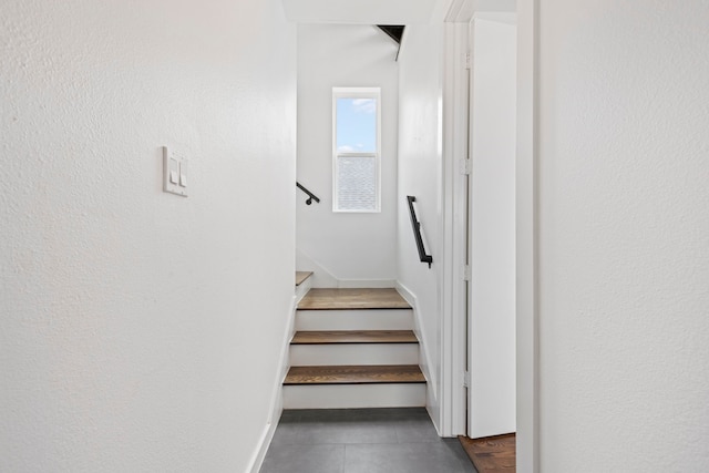 910 W 19th St Unit A, Houston, TX 77008 - stairs featuring baseboards and tile patterned flooring