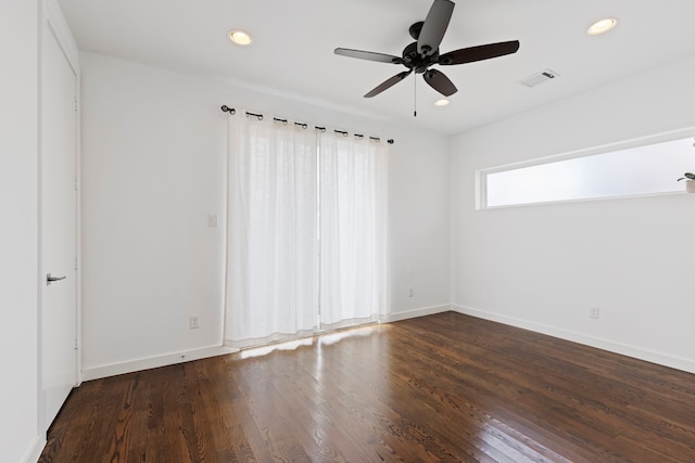 910 W 19th St Unit A, Houston, TX 77008 - empty room featuring recessed lighting, a ceiling fan, and wood finished floors