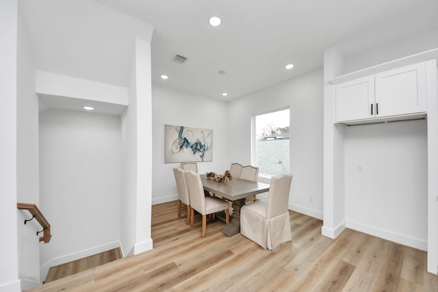 1218 English St, Houston, TX 77009 - dining room featuring light wood-style flooring, recessed lighting, and baseboards