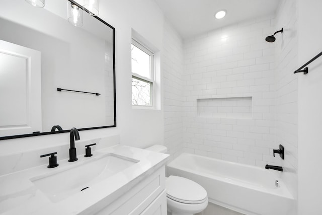 1218 English St, Houston, TX 77009 - bathroom with toilet, vanity, and bathing tub / shower combination