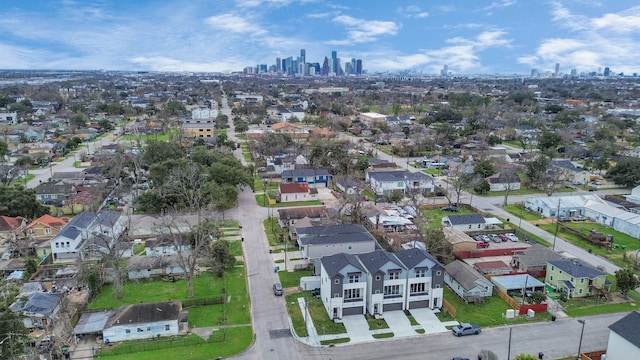 1218 English St, Houston, TX 77009 - aerial view of residential area with a view of skyline