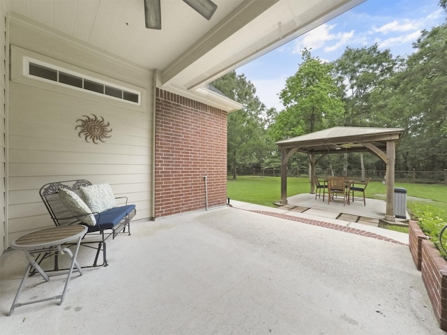 11987 White Oak Xing, Conroe, TX 77385 - view of patio / terrace featuring a gazebo and a ceiling fan