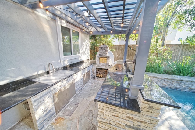 910 Peachwood Bend Dr, Houston, TX 77077 - view of patio / terrace with a fenced backyard, area for grilling, a pergola, and grilling area