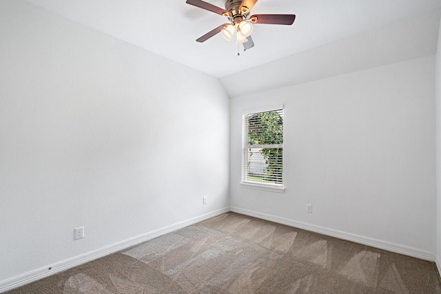 326 Lake Rim Dr, Rosenberg, TX 77469 - carpeted spare room featuring baseboards, ceiling fan, and vaulted ceiling