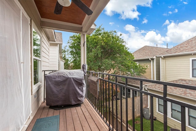 1309 Nashua St Unit A, Houston, TX 77008 - balcony with area for grilling and a ceiling fan