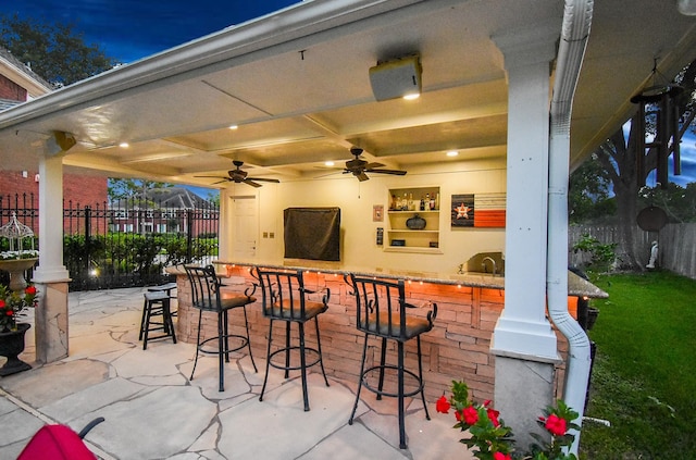 14 Wickham Ct, Sugar Land, TX 77479 - view of patio / terrace featuring fence and a ceiling fan