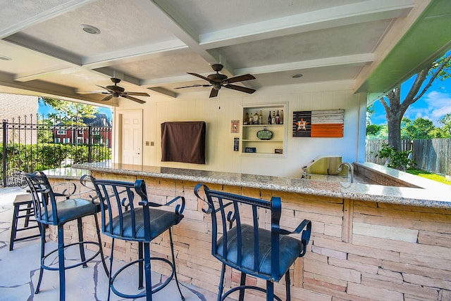 14 Wickham Ct, Sugar Land, TX 77479 - view of patio / terrace featuring fence and a ceiling fan