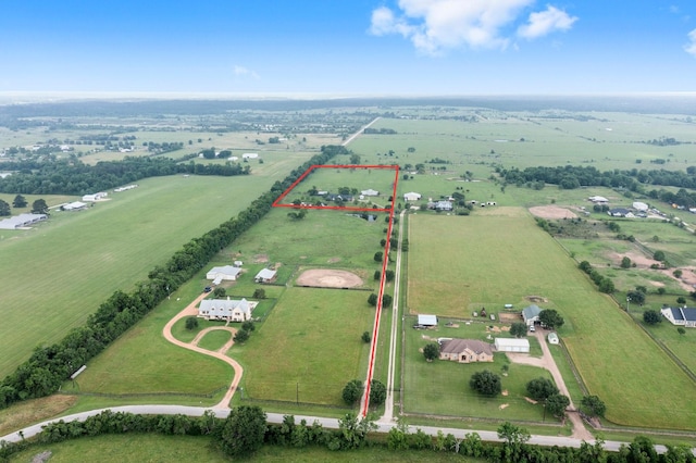 34334 Howell Rd, Waller, TX 77484 - overview of rural landscape with property boundaries highlighted and a pastoral area