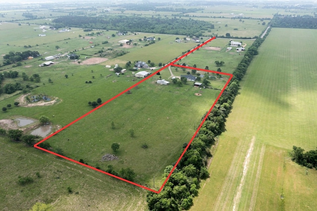 34334 Howell Rd, Waller, TX 77484 - overview of rural landscape with property boundaries highlighted and agricultural land
