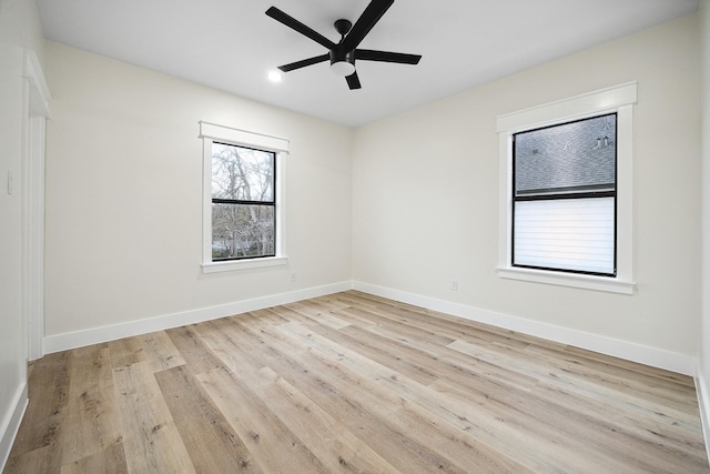 2611 Morrison St, Houston, TX 77009 - unfurnished room with a ceiling fan, wood finished floors, baseboards, and recessed lighting