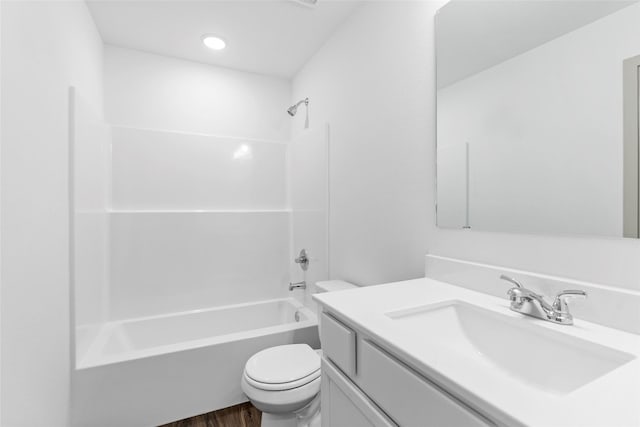 3061 Pampaneria Dr, Conroe, TX 77301 - bathroom with toilet, shower / bathtub combination, vanity, and wood finished floors