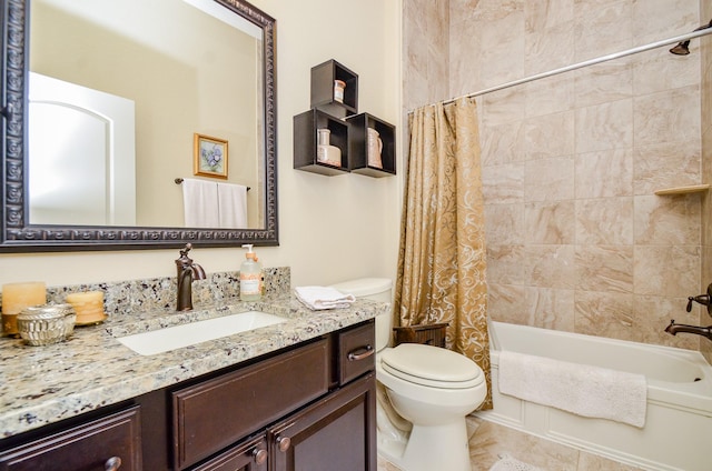 1523 Cafe Dumonde, Conroe, TX 77304 - full bathroom featuring toilet, shower / bath combo with shower curtain, and vanity