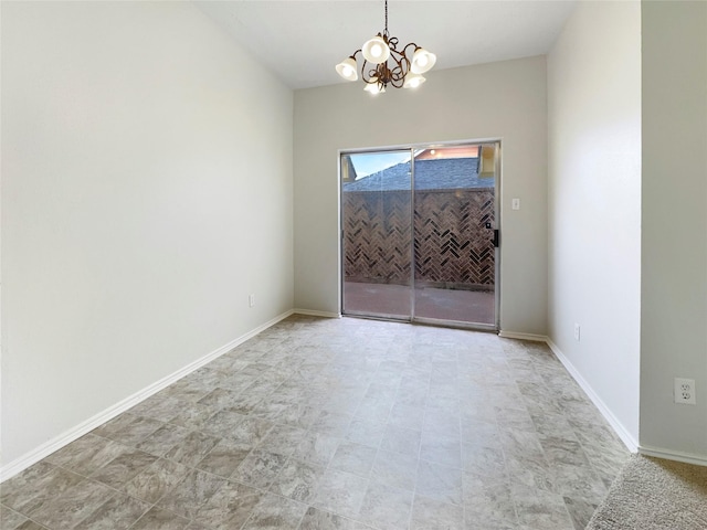 1409 Roosevelt Dr, Deer Park, TX 77536 - spare room featuring a chandelier and baseboards