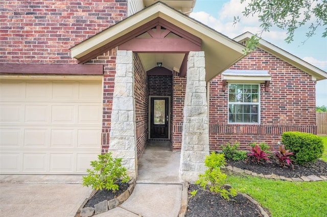 property entrance with brick siding