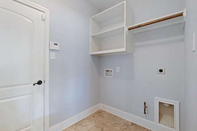 19107 Egret Glen Ct, Cypress, TX 77429 - laundry room with washer hookup, electric dryer hookup, hookup for a gas dryer, and baseboards