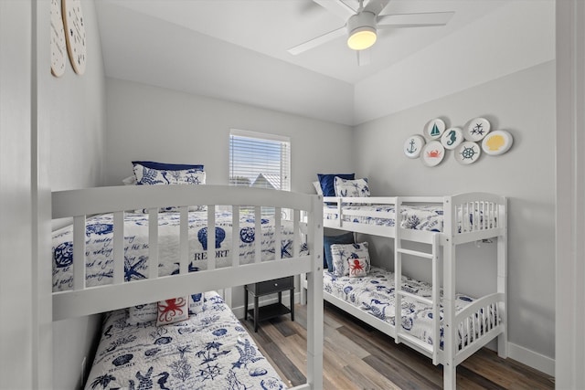 13731 Mutiny Ln, Galveston, TX 77554 - bedroom with wood finished floors and ceiling fan