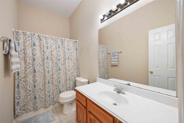 14402 Eastern Redbud Ln, Houston, TX 77044 - full bath with tile patterned flooring, toilet, a shower with curtain, and vanity