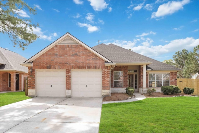 14402 Eastern Redbud Ln, Houston, TX 77044 - view of front of property with brick siding, a garage, driveway, and a shingled roof