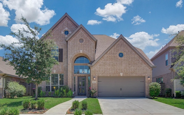 10838 Bouldin Crk, Missouri City, TX 77459 - view of front of property with brick siding, driveway, a front lawn, and a garage