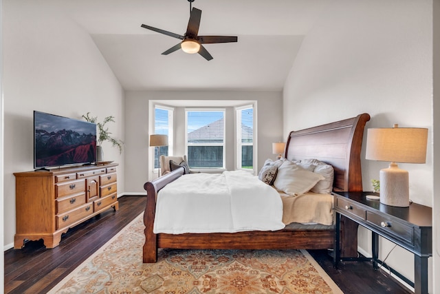 9962 Ash Creek Ct, Brookshire, TX 77423 - bedroom featuring vaulted ceiling, wood finished floors, a ceiling fan, and baseboards