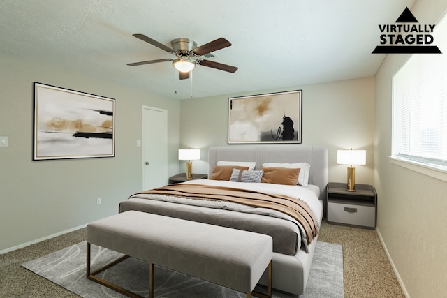 5935 Caruso Forest Dr, Houston, TX 77088 - bedroom with carpet, baseboards, and a ceiling fan