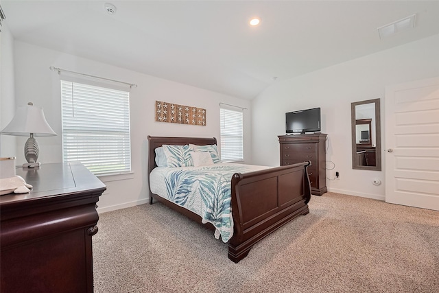 31707 Whittis Hill Way, Fulshear, TX 77441 - bedroom featuring light colored carpet, lofted ceiling, baseboards, and recessed lighting