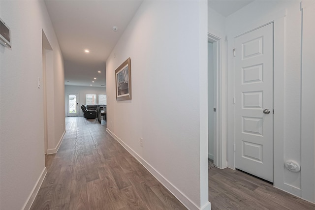 31707 Whittis Hill Way, Fulshear, TX 77441 - hall featuring dark wood-style floors, recessed lighting, and baseboards