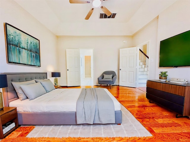 4142 Surreydon Dr, Houston, TX 77014 - bedroom featuring wood finished floors and a ceiling fan