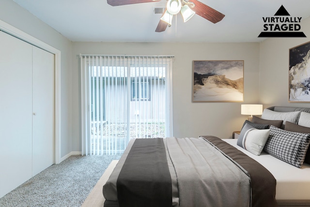 7150 Edgemoor Dr, Houston, TX 77074 - carpeted bedroom with ceiling fan and a closet