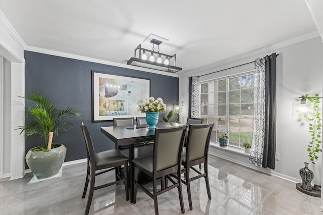 16603 April Hill St, Houston, TX 77095 - tiled dining room with crown molding and baseboards
