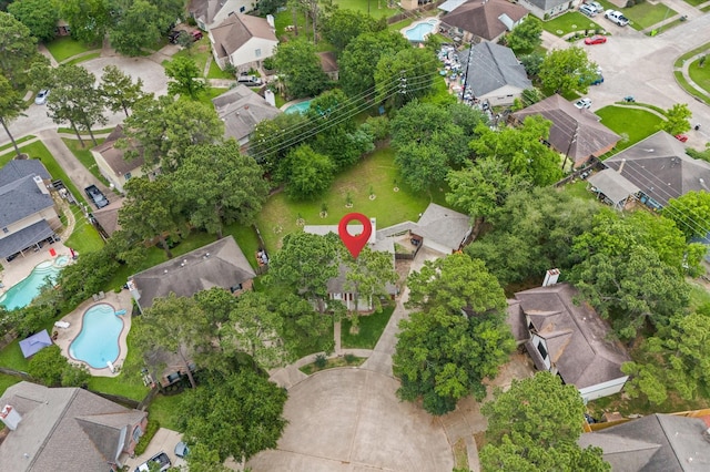 16603 April Hill St, Houston, TX 77095 - aerial view of property and surrounding area with nearby suburban area and a pool area