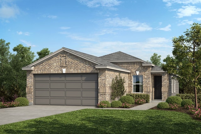 2826 Lyra Ct, Fresno, TX 77545 - view of front of property with brick siding, concrete driveway, a garage, and a front yard