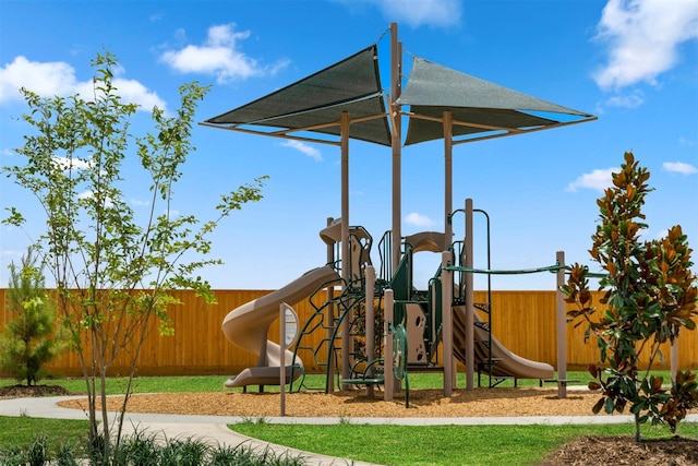 community play area featuring fence