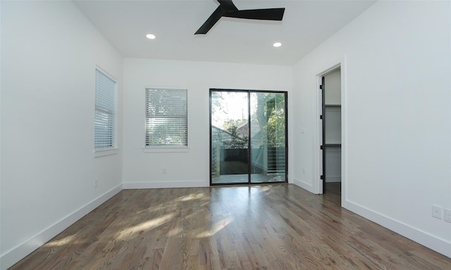 1224 Johnston St, Houston, TX 77022 - spare room with ceiling fan, wood finished floors, baseboards, and recessed lighting