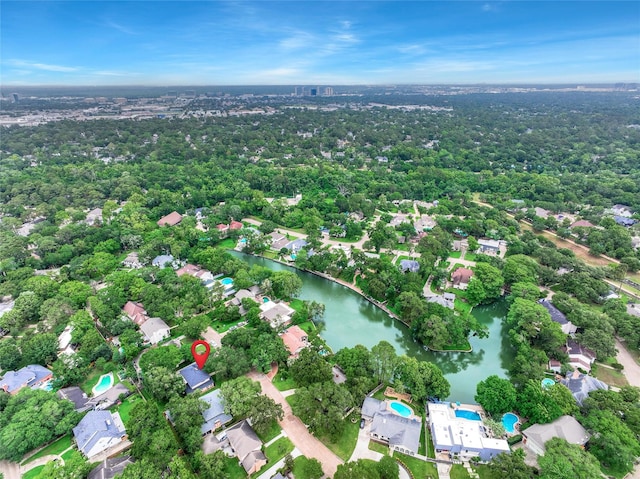 12443 Honeywood Trl, Houston, TX 77077 - aerial overview of property's location featuring a large body of water
