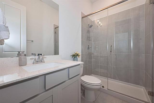 29851 Aaron River Trl, Fulshear, TX 77441 - full bath featuring toilet, a shower stall, tile patterned flooring, and vanity