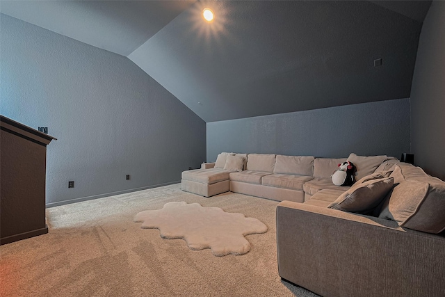 29851 Aaron River Trl, Fulshear, TX 77441 - carpeted living room featuring lofted ceiling and baseboards