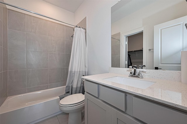 29851 Aaron River Trl, Fulshear, TX 77441 - full bathroom featuring toilet, tile patterned floors, shower / tub combo, and vanity