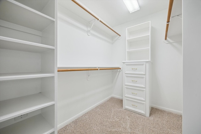 walk in closet with carpet