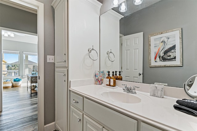 2296 Martinique, Crystal Beach, TX 77650 - bathroom featuring vanity and wood finished floors