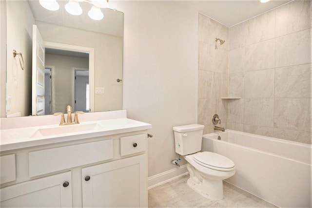4401 E Bayou Maison Cir, Dickinson, TX 77539 - bathroom with toilet, baseboards, vanity, shower / tub combination, and tile patterned flooring