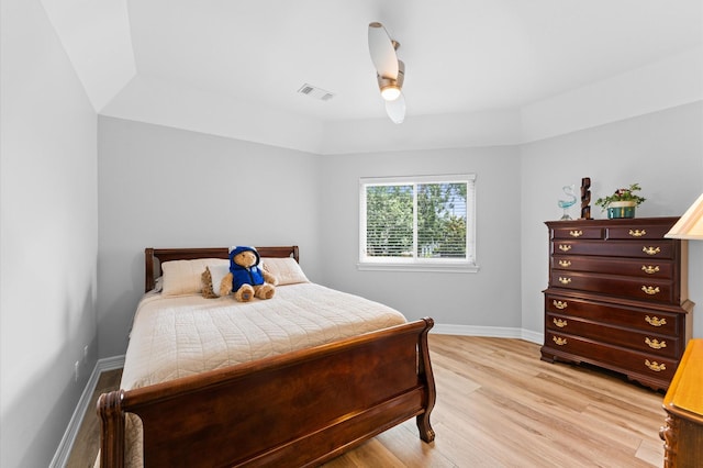 13502 Mount Airy Dr, Cypress, TX 77429 - bedroom featuring light wood finished floors, baseboards, and a ceiling fan