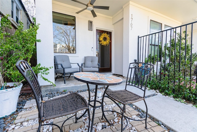 view of patio / terrace with a ceiling fan