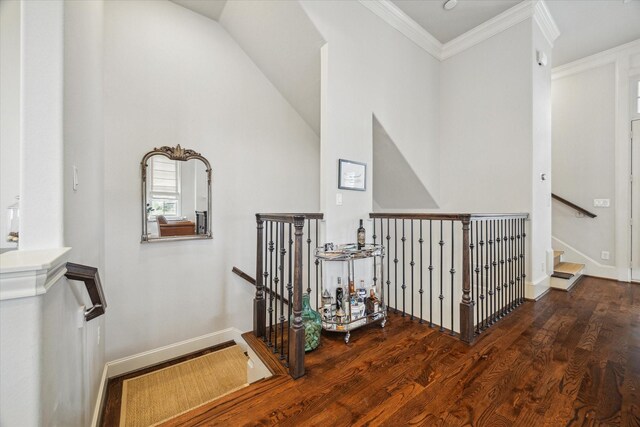 2729 Cohn St, Houston, TX 77007 - hall with wood finished floors, crown molding, and baseboards