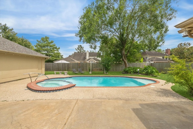 1301 Wilderness Pines Dr, Friendswood, TX 77546 - view of pool featuring an in-ground hot tub and a patio area
